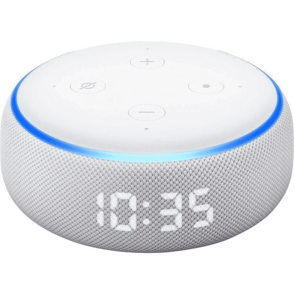 amazon echo dot smart speaker with clock