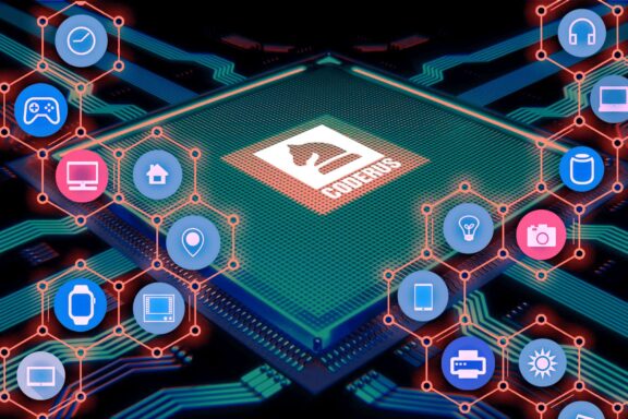 example icons of embedded systems with the coderus logo on top of an embedded system
